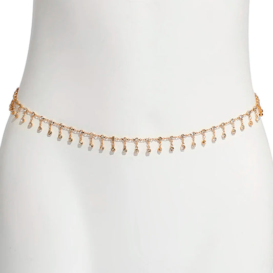 New Fashion Punk Rhinestone Tassel Belly Chains for Waist Women Luxury Shine Sexy Body Chain Y2K Jewelry Minimalism Accessories