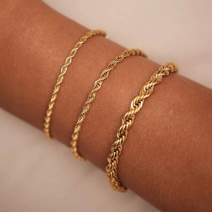 Emanco Twisted Rope Chian Bracelet for Woman Hip Hop Punk 4MM Gold Color Stainless Steel Gold Color Necklace Fashion Jewelry