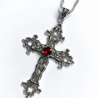 Y2K Punk Crystal Big Cross Pendant Necklaces for Women Men Gothic Irregular Cross Clavicle Chain Necklaces Aesthetic Jewelry