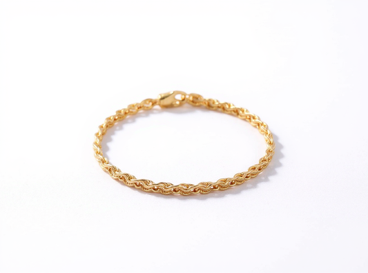 4mm Twisted Rope Chain Bracelet for Women – Gold-Tone Stainless Steel | Hip Hop Punk Fashion Jewelry